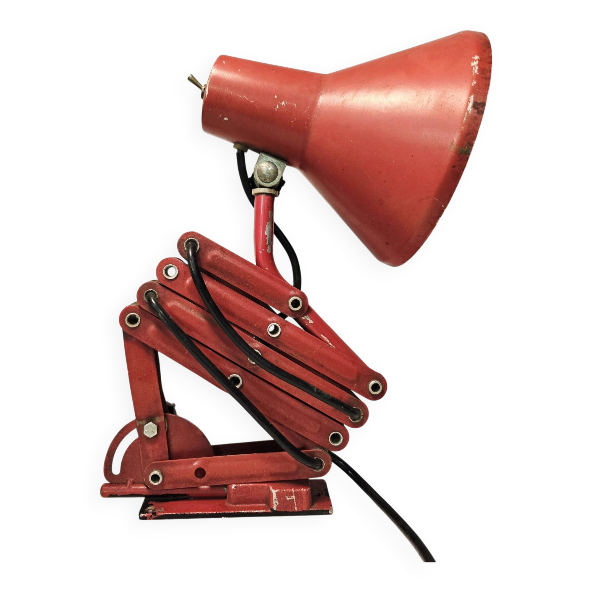 Lampe de bureau/du mur à bras articulé industriel rouge – Lampe de travail en métal réglable