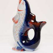 Set of 7 blue glass fish, mid-20th century.
