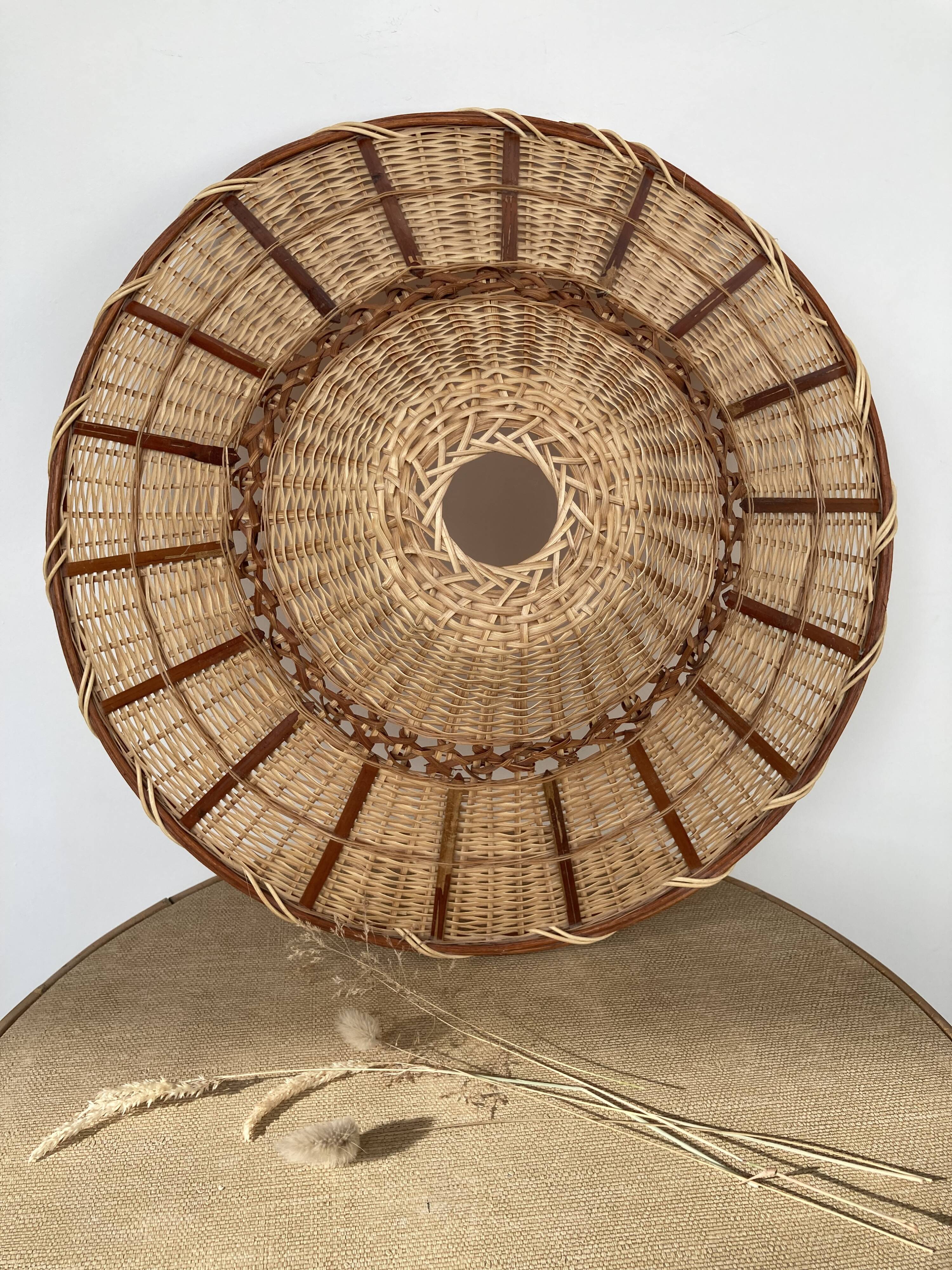 Suspension lampshade rattan and wicker