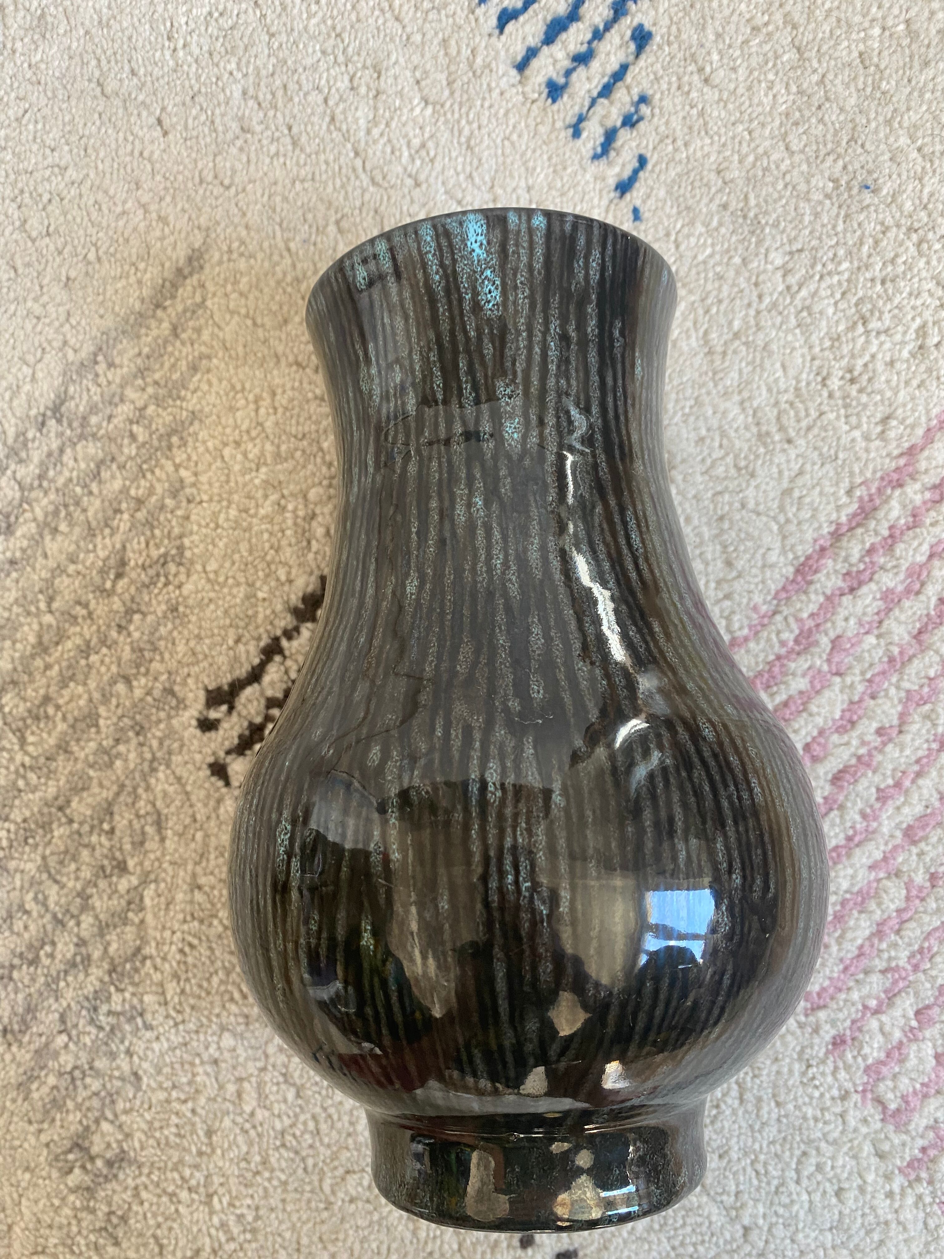 Accolay ceramic vase black gray and blue