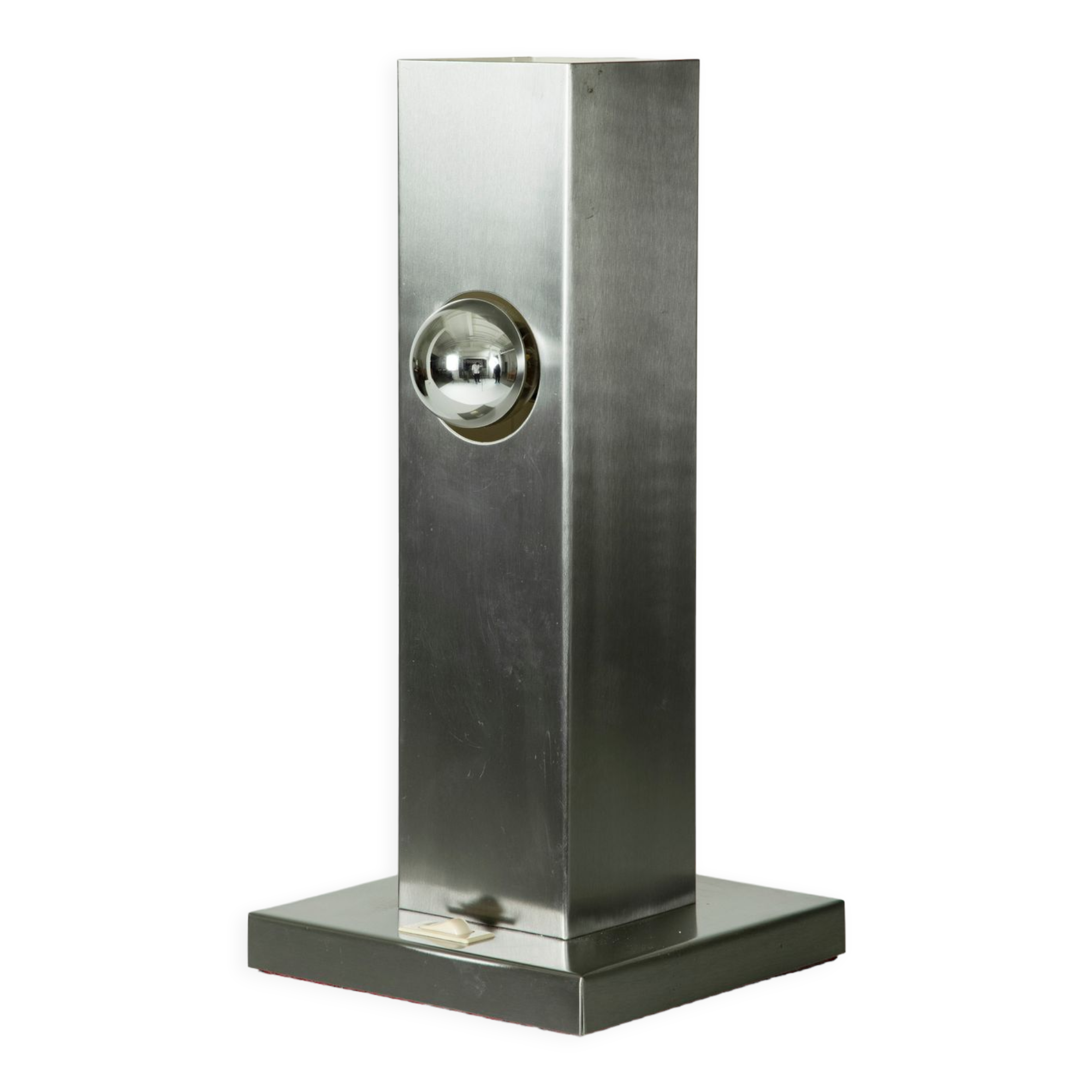 Brushed aluminum table lamp, France 1970s