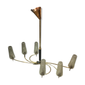 Vintage chandelier in glass and brass 1970