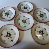6 antique flat plates in earthenware in good condition.
