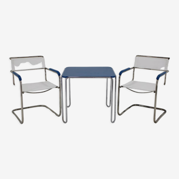 1930s Marcel Breuer Set of  B10 Bauhaus Tubular Table  and B34 Armachairs by Mucke Melder, CZ