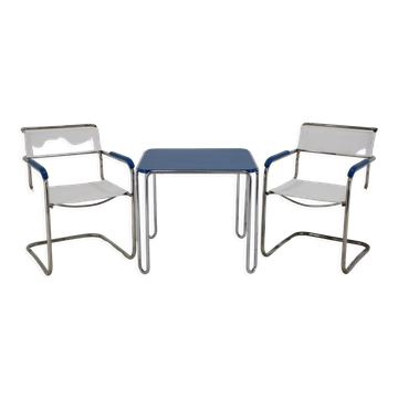 1930s Marcel Breuer Set of  B10 Bauhaus Tubular Table  and B34 Armachairs by Mucke Melder, CZ