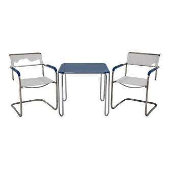 Set de table tubulaire B10 Bauhaus Marcel Breuer et fauteuils B34 par Mucke Melder, années 1930