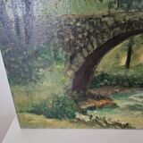 Painting - Oil on canvas Bridge on the banks of the Loire Signed Louis Hayaux (1897 1982)