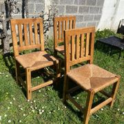 Three brutalist wooden chairs in elm from the 80s.