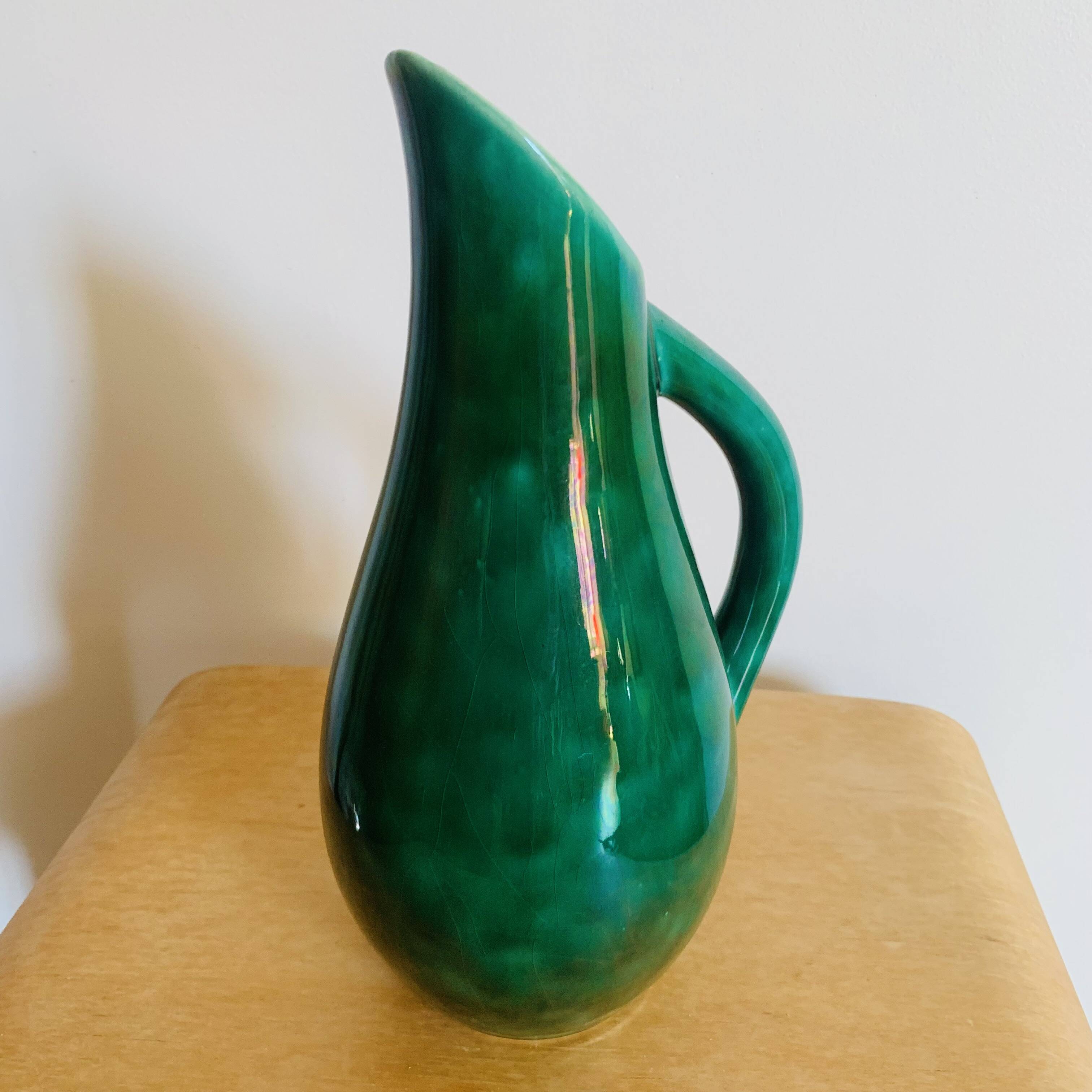 Vintage green glazed ceramic pitcher – Grandjean Jourdan Vallauris