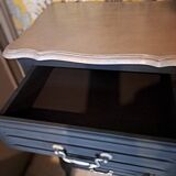 Black and grey painted wooden chest of drawers from France 1950 with 5 drawers