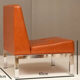 Paire de fauteuils Chauffeuses en skaï & chrome  Année 70