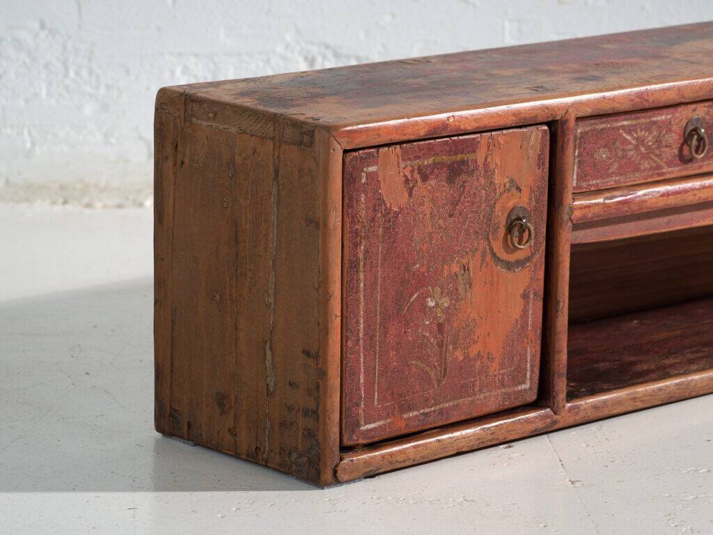 Old low cabinet painted in pine wood – China, around 1930