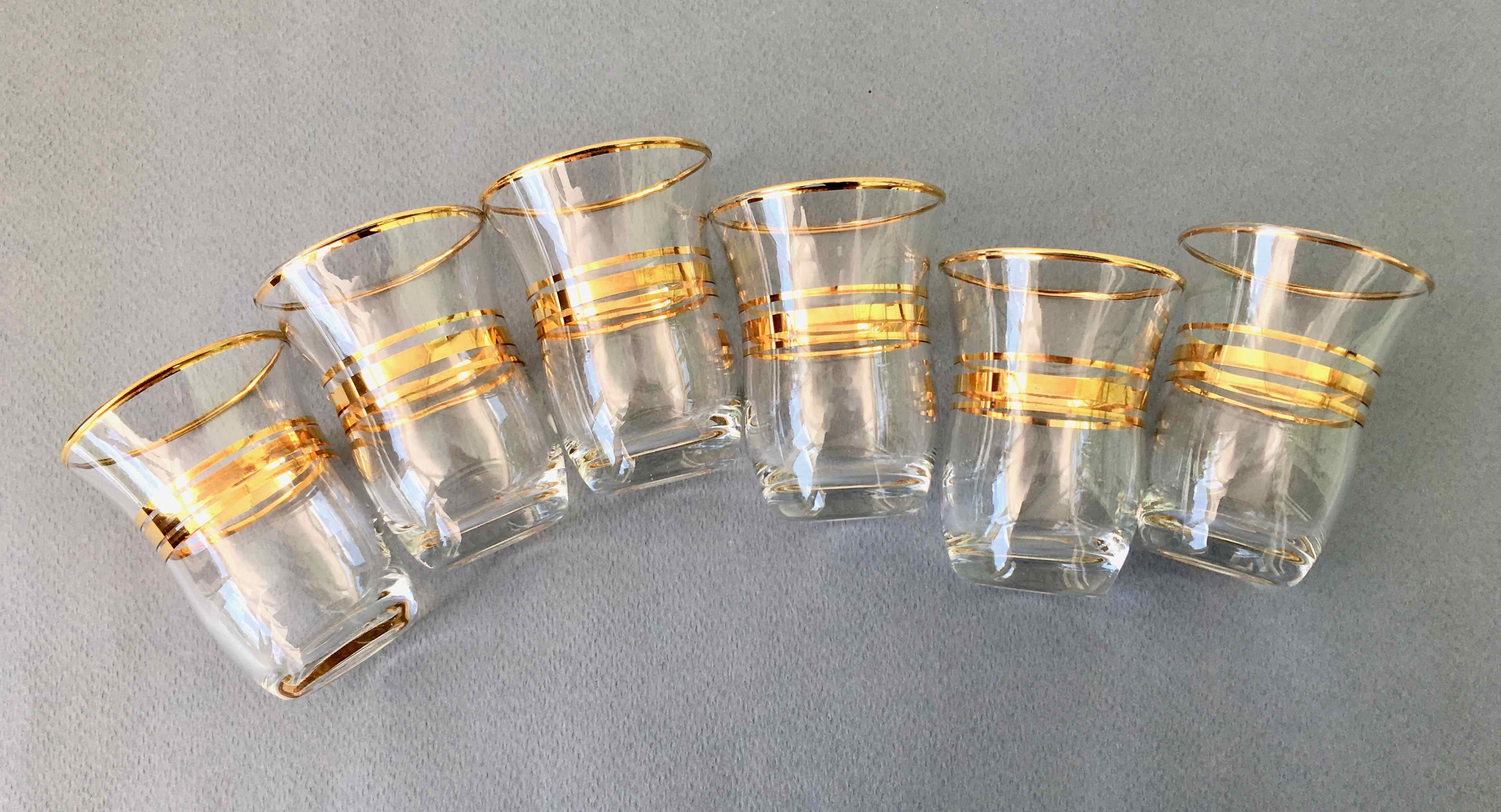 Six glasses of vintage alcohol cups