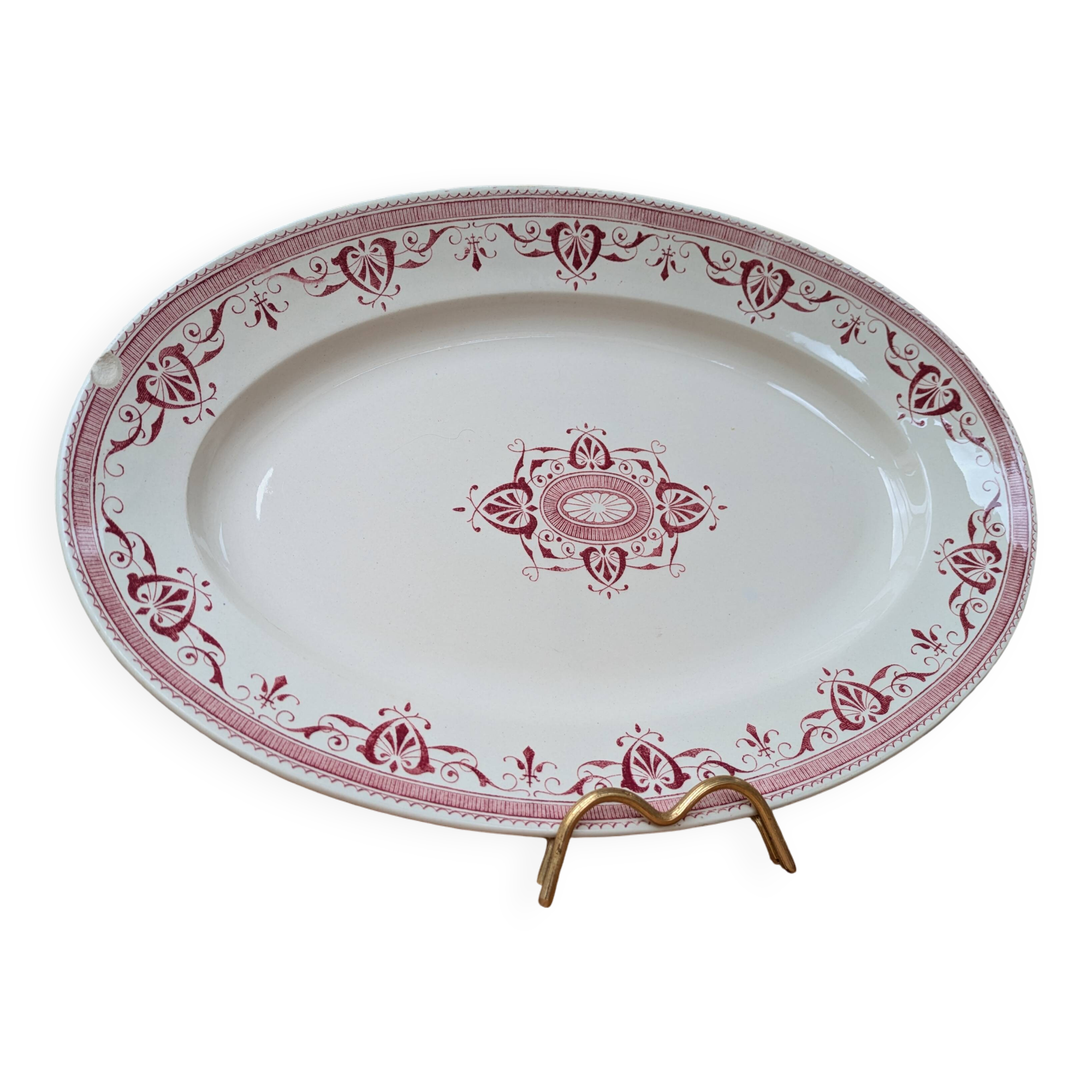 Old oval serving dish, Amiral Creil and Montereau Terre de Fer model