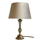 Solid brass lamp and vintage fabric