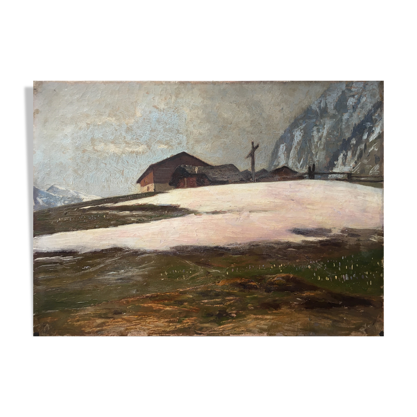 Old table HST Planajeur at Salvan Switzerland Mountain chalet refuge