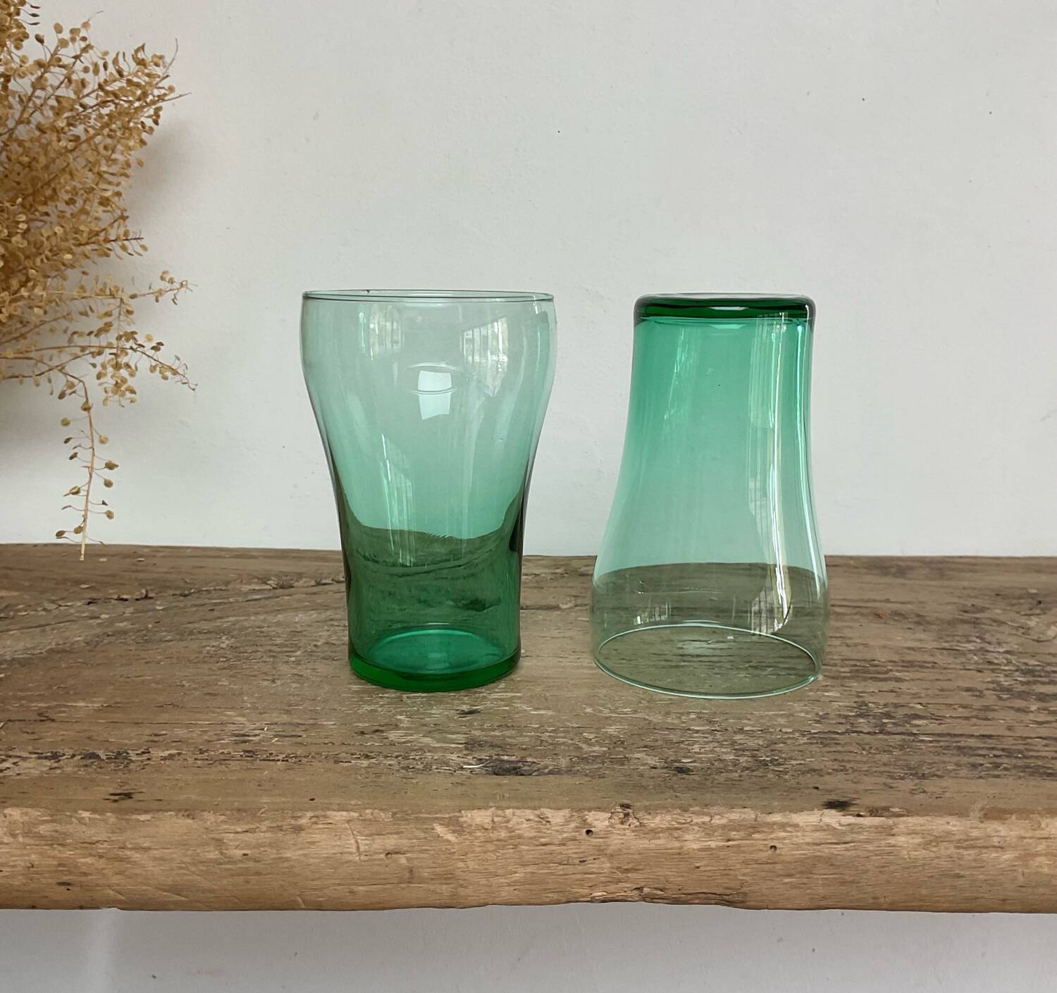 6 verres vintage verre émeraude