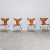 1st edition set of 4 'Lily' chairs in oak by Arne Jacobsen for Fritz Hansen, 1969