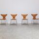 1st edition set of 4 'Lily' chairs in oak by Arne Jacobsen for Fritz Hansen, 1969