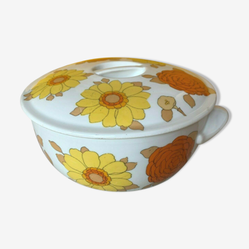 Plat four / soupière pillivuyt locarno fleurs oranges jaunes / année 70 porcelaine