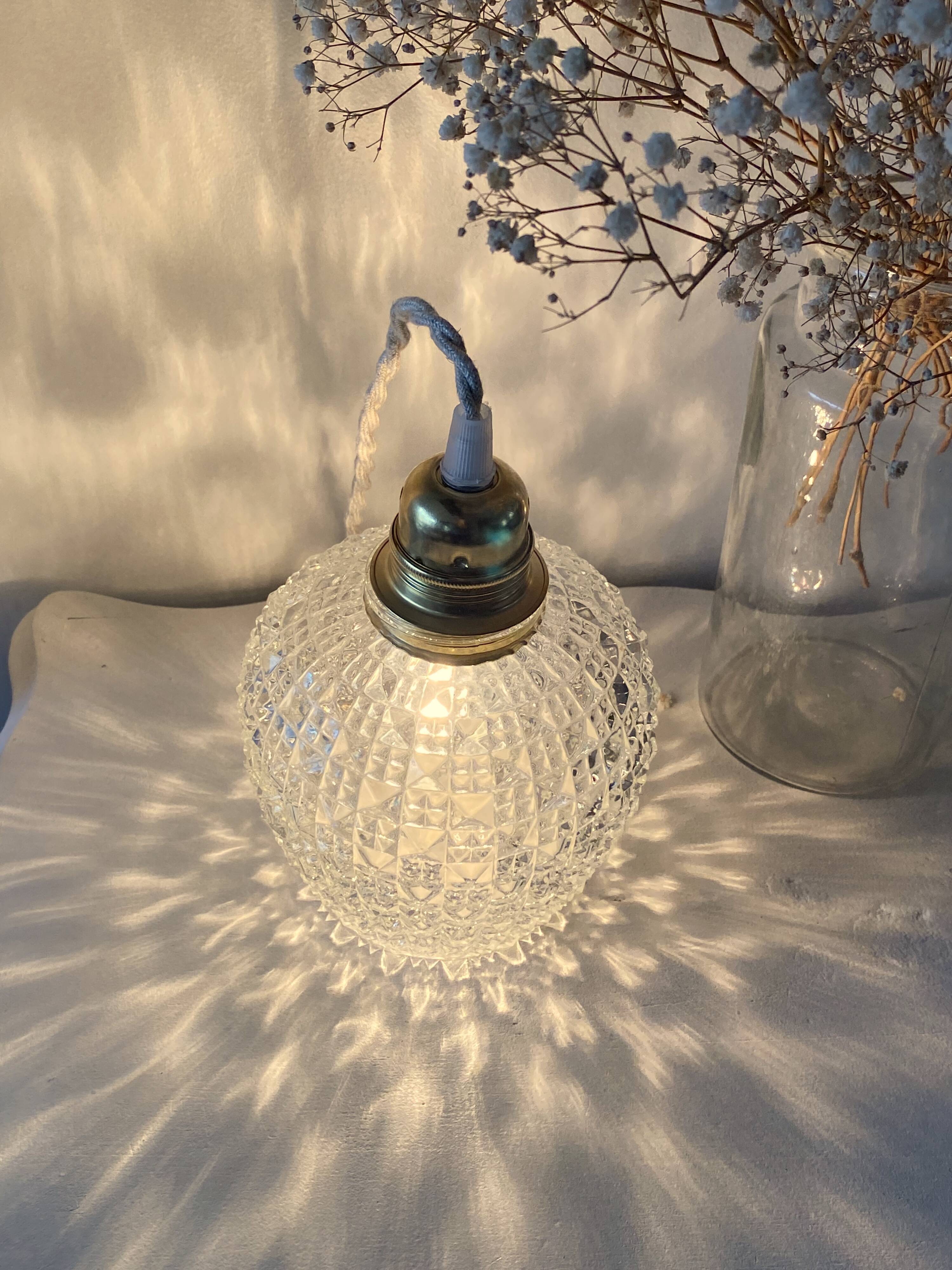 70s glass pendant light