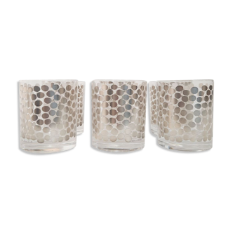Set of glasses with 90s silver decoration Paola Navone for Egizia