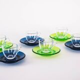 Set of glass cups, Italian design, 1970s, manufactured by Fratelli Guzzini