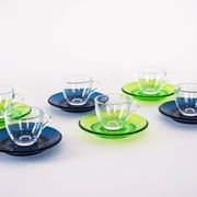 Set of glass cups, Italian design, 1970s, manufactured by Fratelli Guzzini
