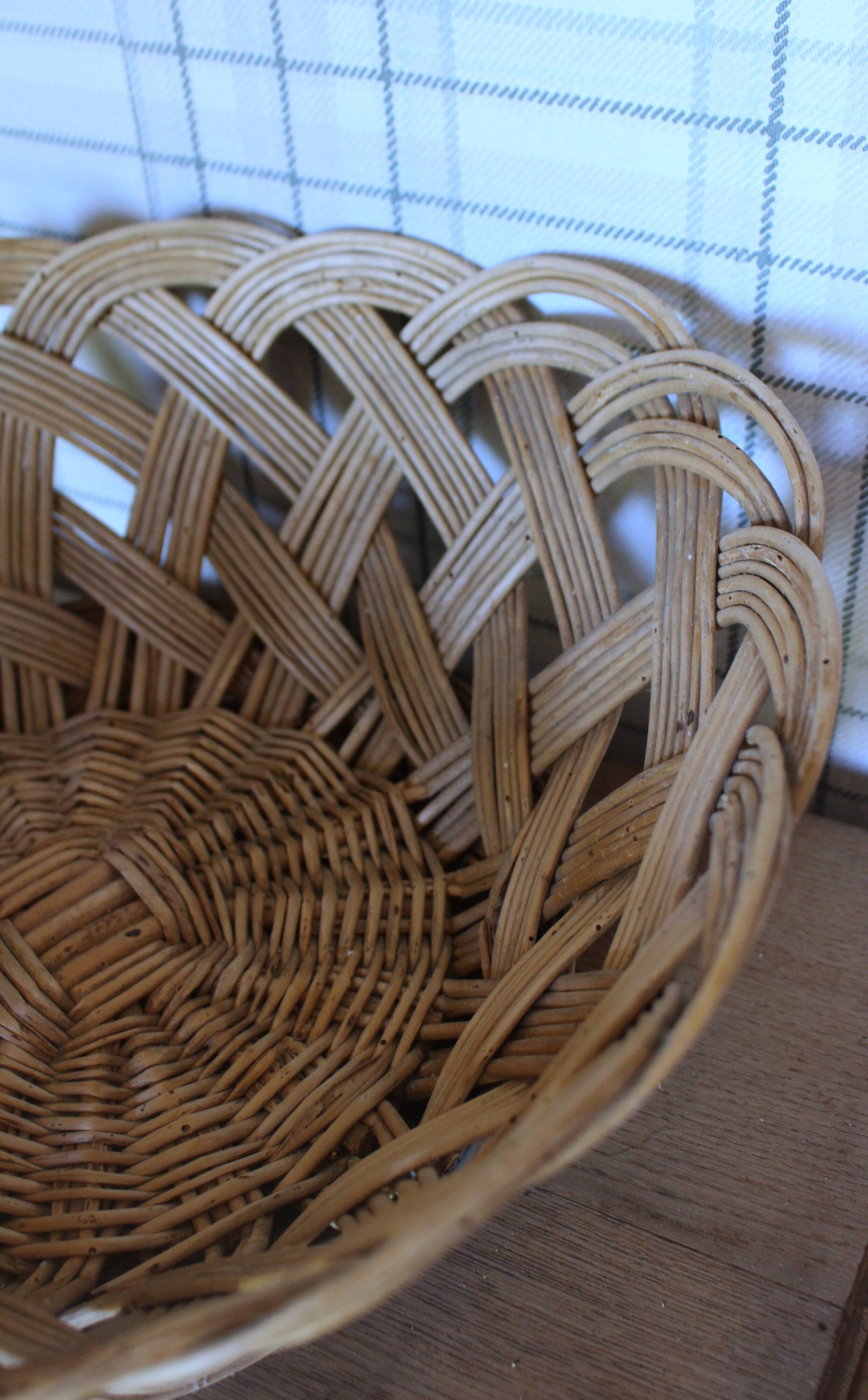 Large vintage woven wicker basket