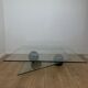 Table basse asymétrique roche bobois en verre et marbre, 1980/90
