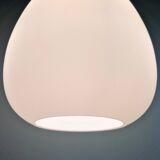 Set of 3 Scandinavian pendant lights in white satin glass, 1960s
