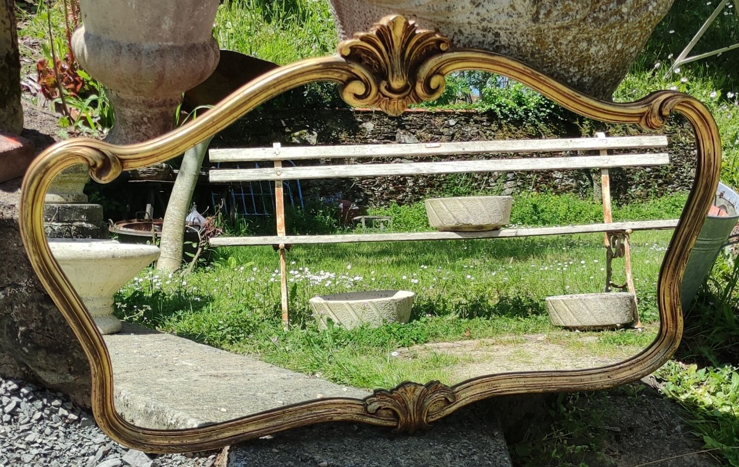 Ancien miroir doré style Louis XV