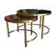 Brass nesting tables, gold smoked glass trays