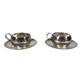Pair of Silver-Plated Metal Cups Signed Jean Despres (1889-1980) Modernist