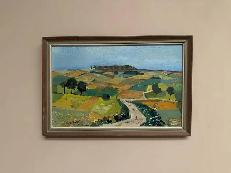 Swedish Oil on Panel “Landscape” by Tage Gavik, Signed, Vintage & Framed