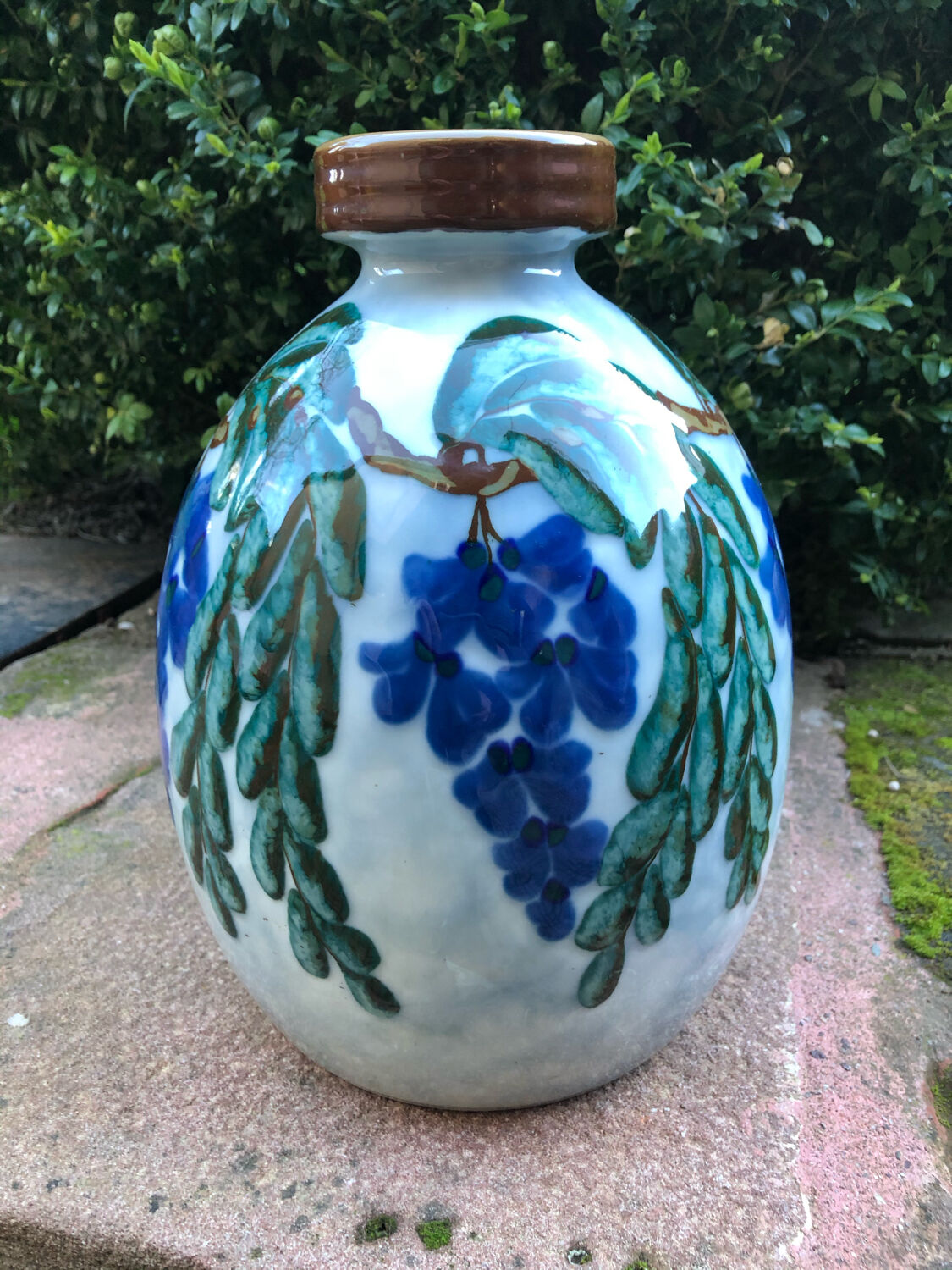 Vase art deco decoration with wisteria signed camille tharaud