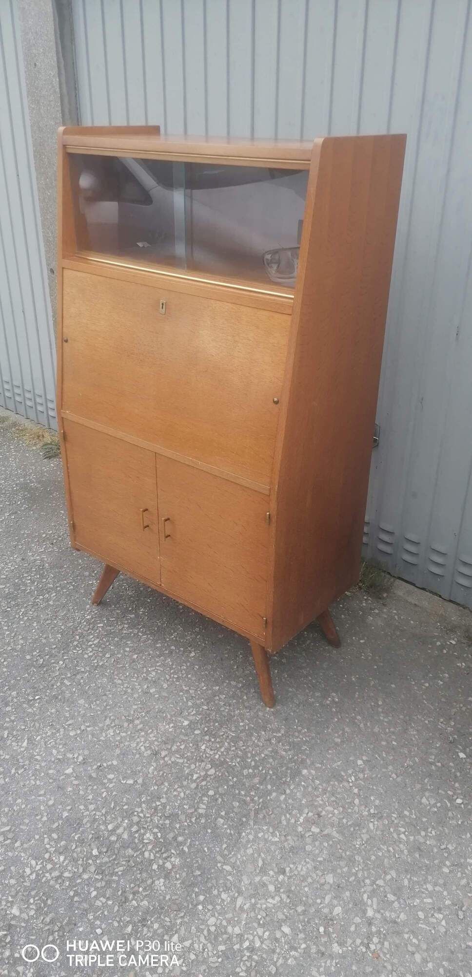 Former Scandinavian secretary feet compass furniture showcase wood 1960 vintage