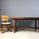 Solid wood brutalist dining table, 1960s