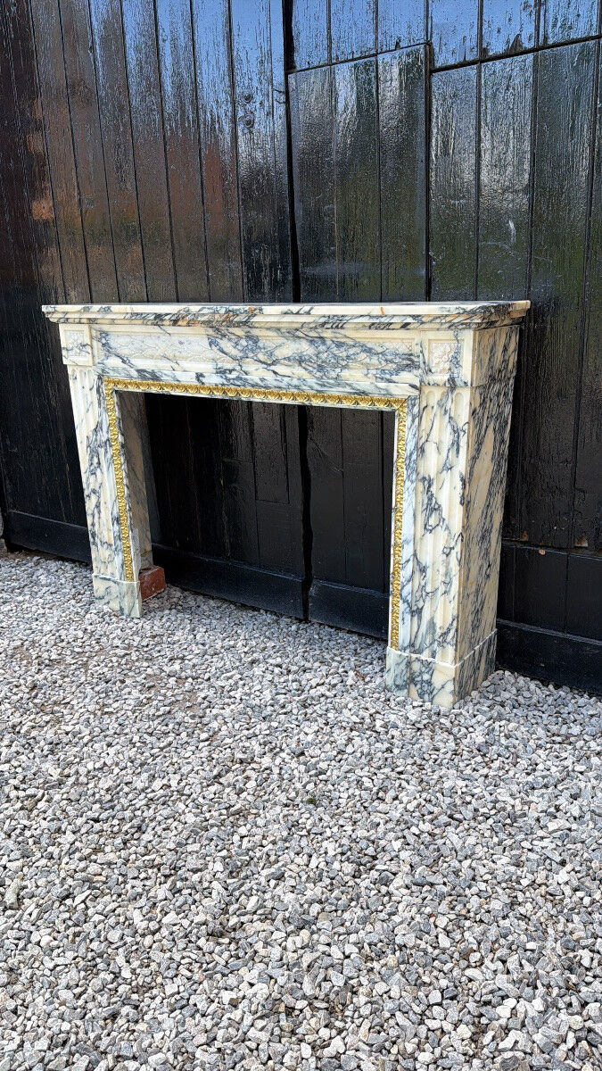 Louis XVI style fireplace in Paonazzo marble, circa 1880.