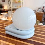 Vintage light blue metal wall lamp with globe