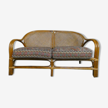 Banquette rotin cannage paisley cachemire