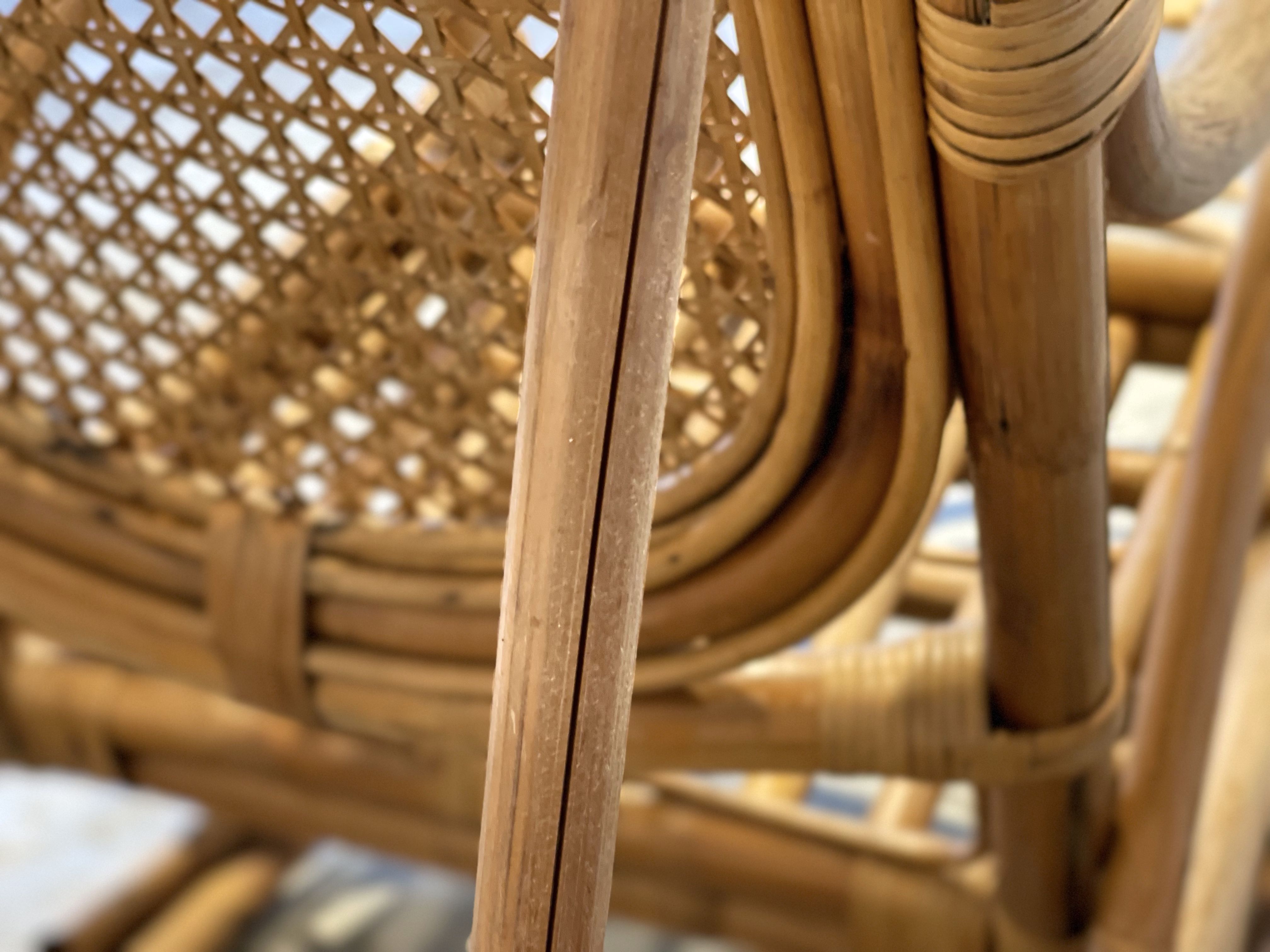 XXL vintage rattan garden armchair or deck chair
