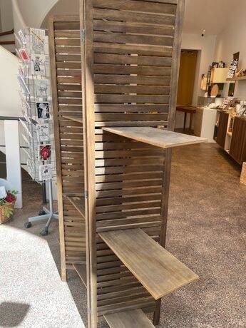 Modular wooden shelving screen