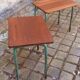 Pair of 1960s tables in tubular metal and solid teak
