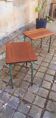 Pair of 1960s tables in tubular metal and solid teak