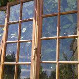 Lot of 4 oak windows H141xL112/117cm old small panes