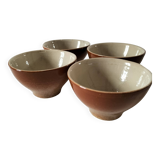 Set of 4 small glazed earthenware bowls