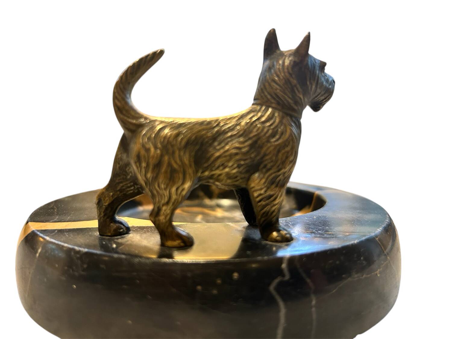 Vienna bronze tray with dog scottish terrier austria marble catchall