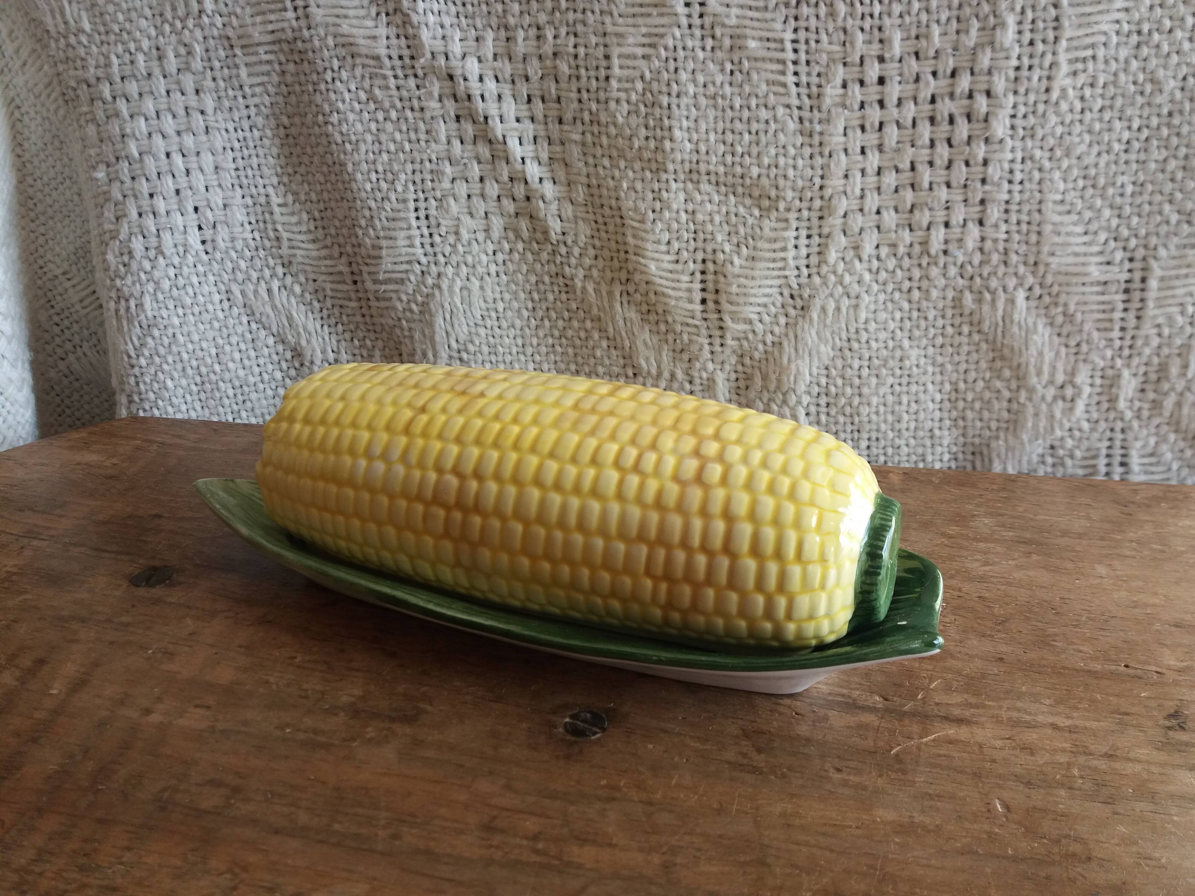 Box butter dish corn cob in slip
