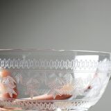 Set of 6 antique fine crystal champagne glasses, star engraved, 19th-20th century.